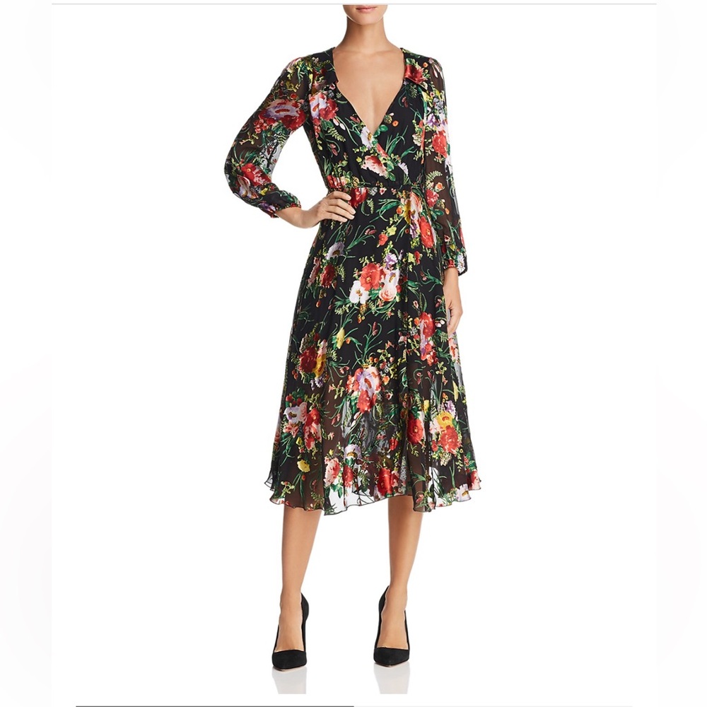 Alice + Olivia Abney Floral Burnout Wrap Dress
